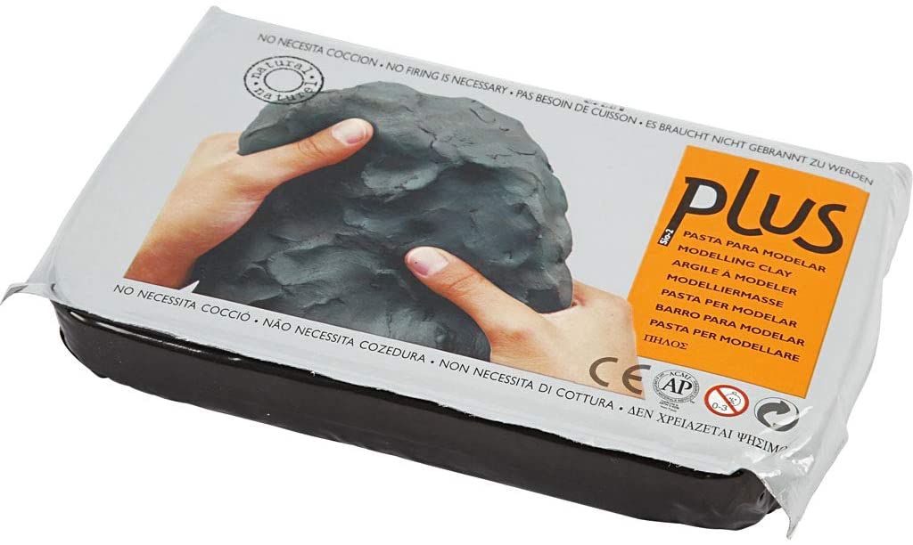 Sio2 789030 Plus 1Kg Self Hardening Clay - Black, 12 cm x 18 cm x 4.8 cm