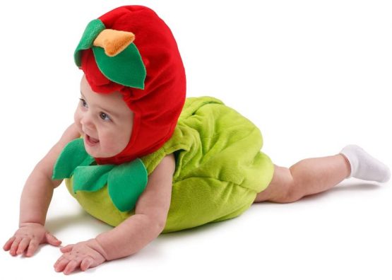 Dress Up America 867-0-6 Sugar Sweet Baby Apple Costume, 0-6 Months (Weight: 3.5-7 kg, Height: 43-61 cm) - Image 3