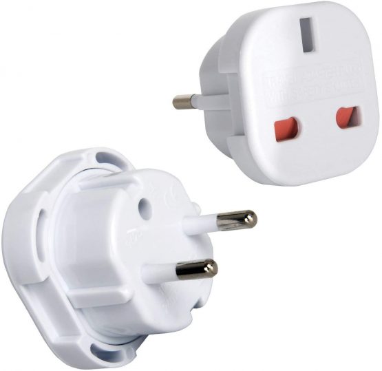 UK To EU European Travel Adapter, EUROPE Power Plug C for Egypt, Turkey, France, Morocco, Portugal, Italy, Spain Germany, Poland Norway Austria Netherlands Greece Cyprus China etc (1 x WHITE- MG LTD)