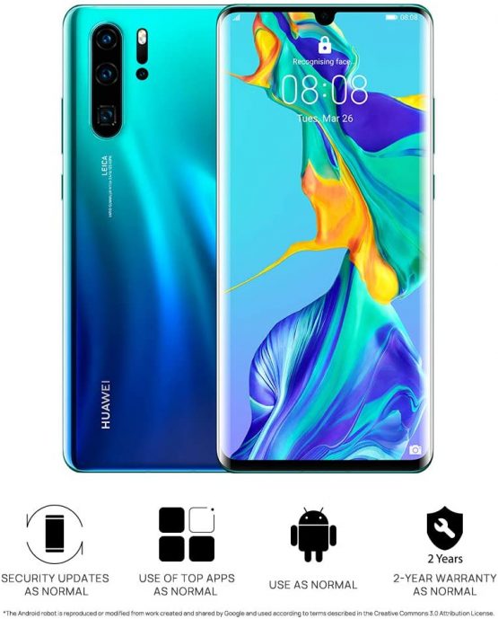 HUAWEI P30 Pro 128 GB 6.47 Inch OLED Display Smartphone with Leica Quad AI Camera, 8GB RAM, EMUI 9.1.0 Sim-Free Android Mobile Phone, Single SIM, Aurora, UK Version - Image 2