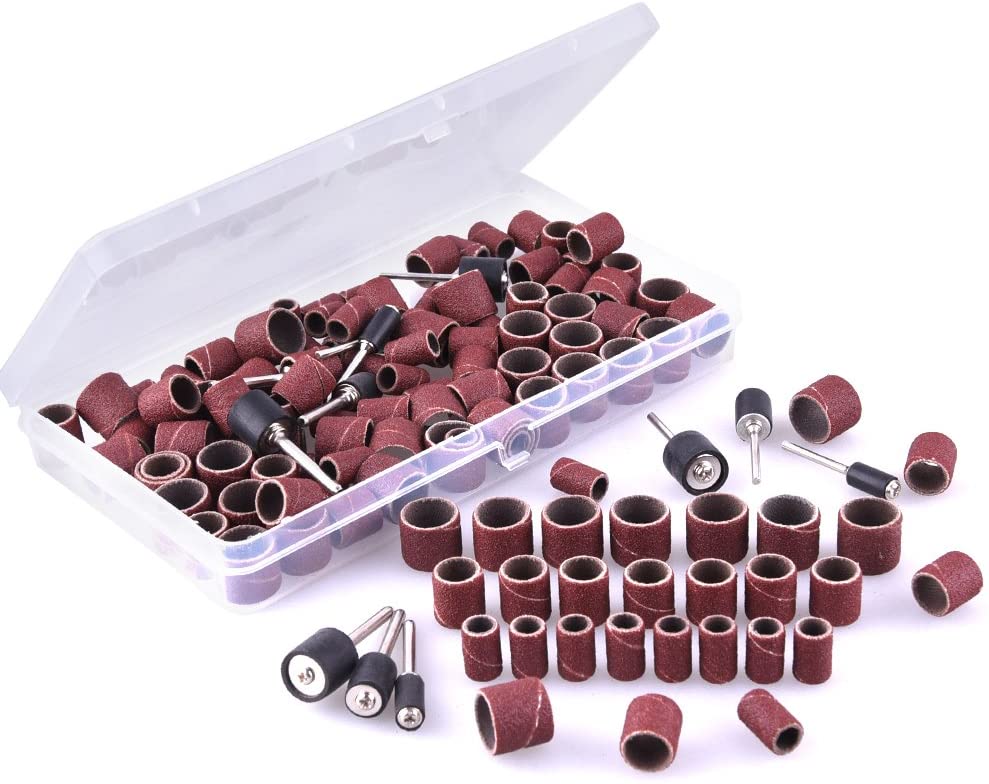 AUSTOR 132 Pieces Rubber Sanding Drum with Free Box, Including 120 Sanding Bands and 12 Drum Chuck for Dremel Rotary Tools - Image 2