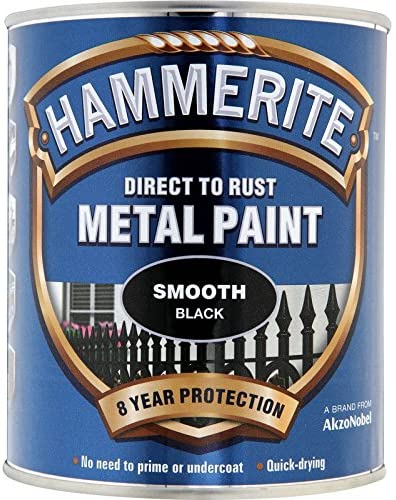 Hammerite Direct to Rust Metal Paint - Smooth Black Finish 250ML, 5084863, 250 ml (Pack of 1)