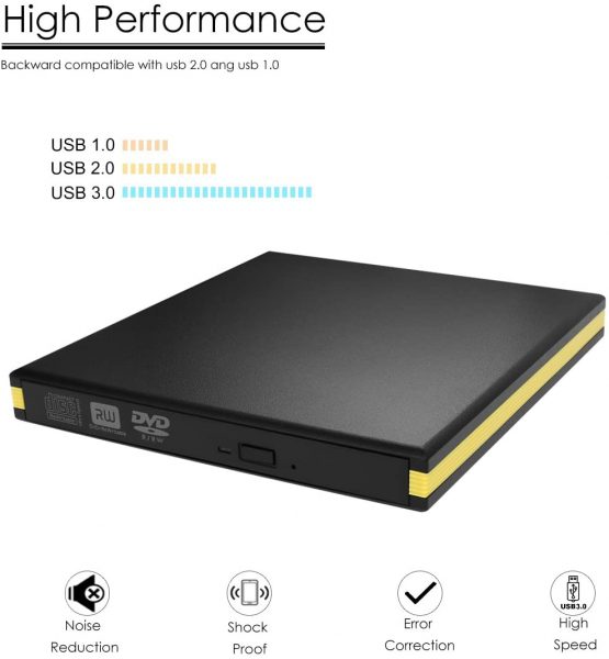 USB 3.0 External DVD Drive, Portable CD DVD Drive Player External CD Burner Reader Writer Disk Drive for Laptop Desktop MacBook Mac OS Windows 10 8 7 XP Vista - Image 3