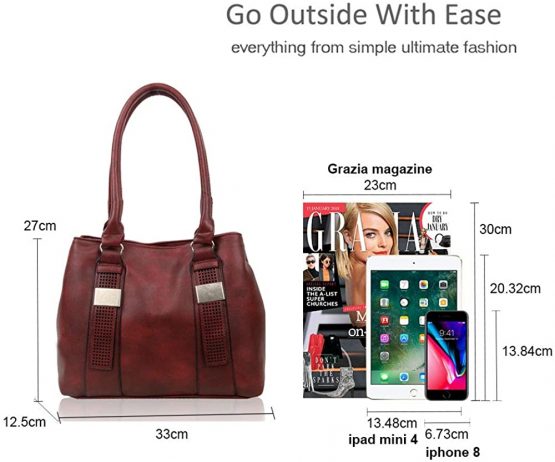 Women Double Compartments Spacious Faux Leather Large Size Tote Bag Hobo Shopper Handbag - Image 2
