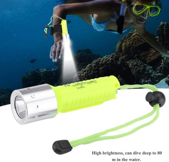 Garosa Diving Flashlight Diving Emit Range 60 Meters Bright Submarine Light Scuba Aluminium Alloy Portable T6 Pocket Safety Lamp Waterproof Torch Underwater Torch with Wrist Strap Outdoor Sports - Image 4
