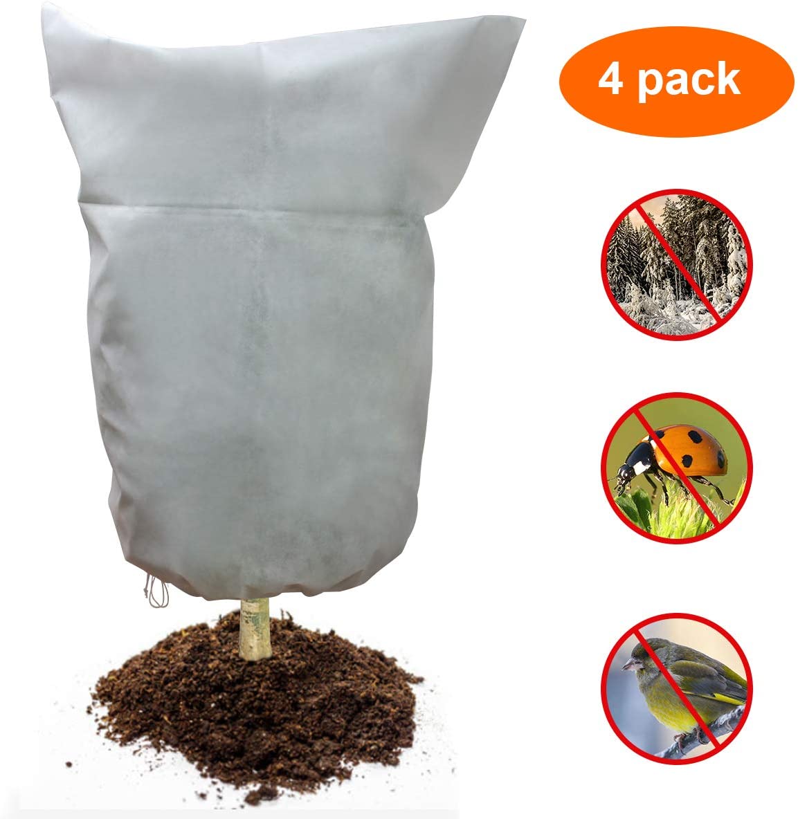 Pack of 4 Frost Plant Cover, 90 cm x 150 cm Plant Fleece Frost