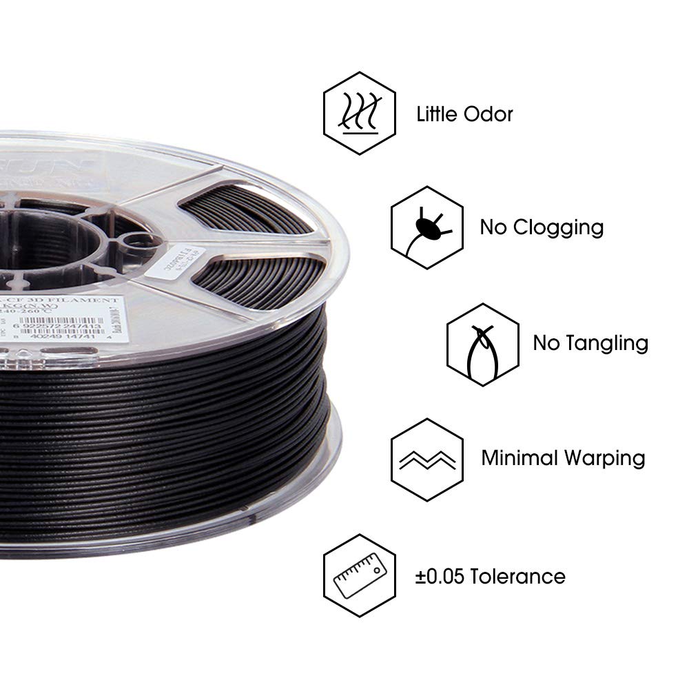 eSUN Carbon Fiber Filled Nylon Filament 1.75mm, 3D Printer Filament PA-CF, Dimensional Accuracy +/- 0.05mm - Image 4