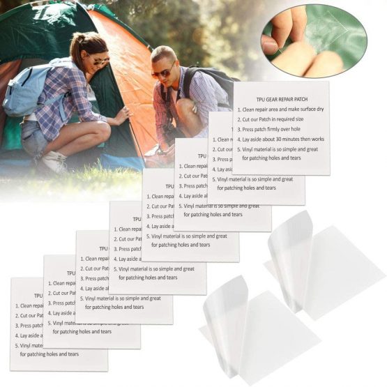 BUZIFU Tent Repair Tape 10 Pcs TPU Tent Tape Transparent Tenacious Tape Waterproof Patches Repair Sticker Outdoor Gear Patch Inflatable Repair Kit for Camping Tent Awnings Pools Inflatable Mattresses