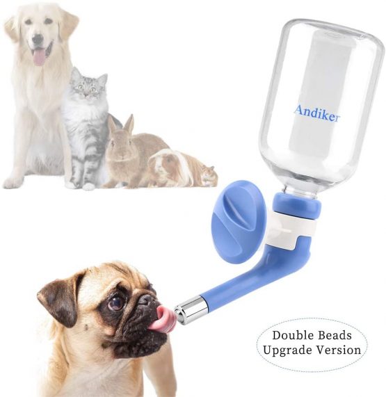 Andiker No-Drip Pet Water Dispenser,Dog Kennel Cage Water Bottle Drinker Kettle for Pets can be Raised and Lowered Drinking Water Feeding Water (Blue)