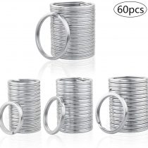 60 Pack Split Rings,Stainless Steel Key Rings Round Flat Key Chains,Key Rings for Cars Bags Accessories(20mm,25mm,30mm,35mm)