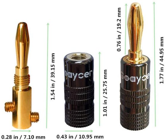 Goaycer 4mm Banana Plugs - 24K Gold Plated Bannan Plug Speaker Connectors 6 Pairs / 12 pcs - Image 3
