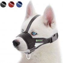 ILEPARK Soft Dog Muzzle Nylon Adjustable to Prevent from Biting, Barking and Chewing, Training Pets (M, Black)