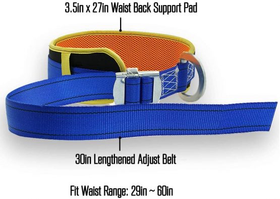 Aoneky Safety Work Belt - Climbing Body Belt with Hip Pad and Side D-Ring Rock Mountaineering - Fall Arrest Harnesses Safety Equipment (blue & yellow) - Image 4