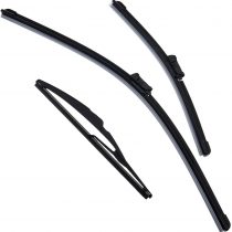YINETTECH 24" 14" 12'' Front and Rear Wiper Blade Set Automative Windscreen Wiper Blades Refil Kit Black