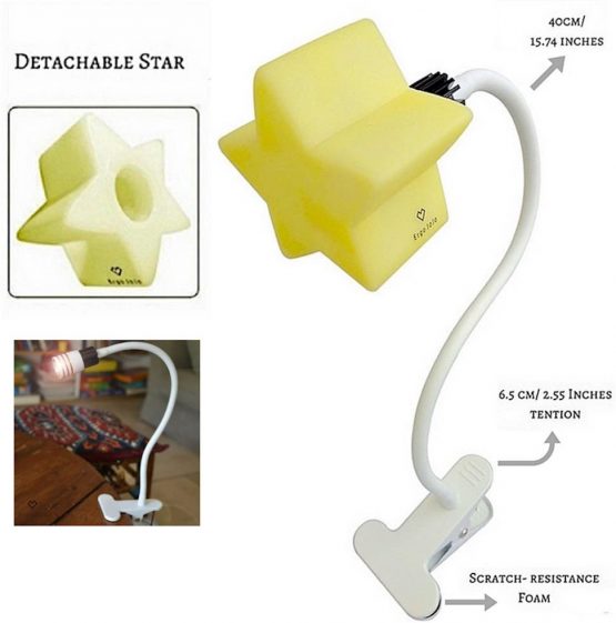 LED Clip-On Star Lamp with 4 Brightness Levels for Kid’s Room – Portable Gooseneck Kids Lamps Perfect for Breastfeeding & Reading – Safe & Eco-Friendly Dimmable Night Light & Desk Lamp by ErgoJoJo - Image 2