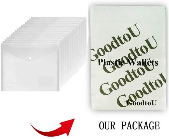 Clear Plastic Wallets A4-30 Pack Plastic Folders Document Wallets Files Popper Wallets with Pocket - Image 2