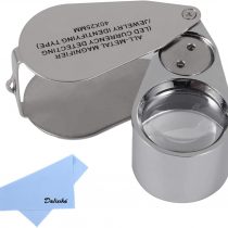 Delixike 40X Jewelry Loupe, All Metal Folding Jewellery Magnifier Eye Loop with LED Light, Magnifying Glass for Diamonds, Jeweller, Coins, Stamps(Currency Detecting/Jewellry Identifying)