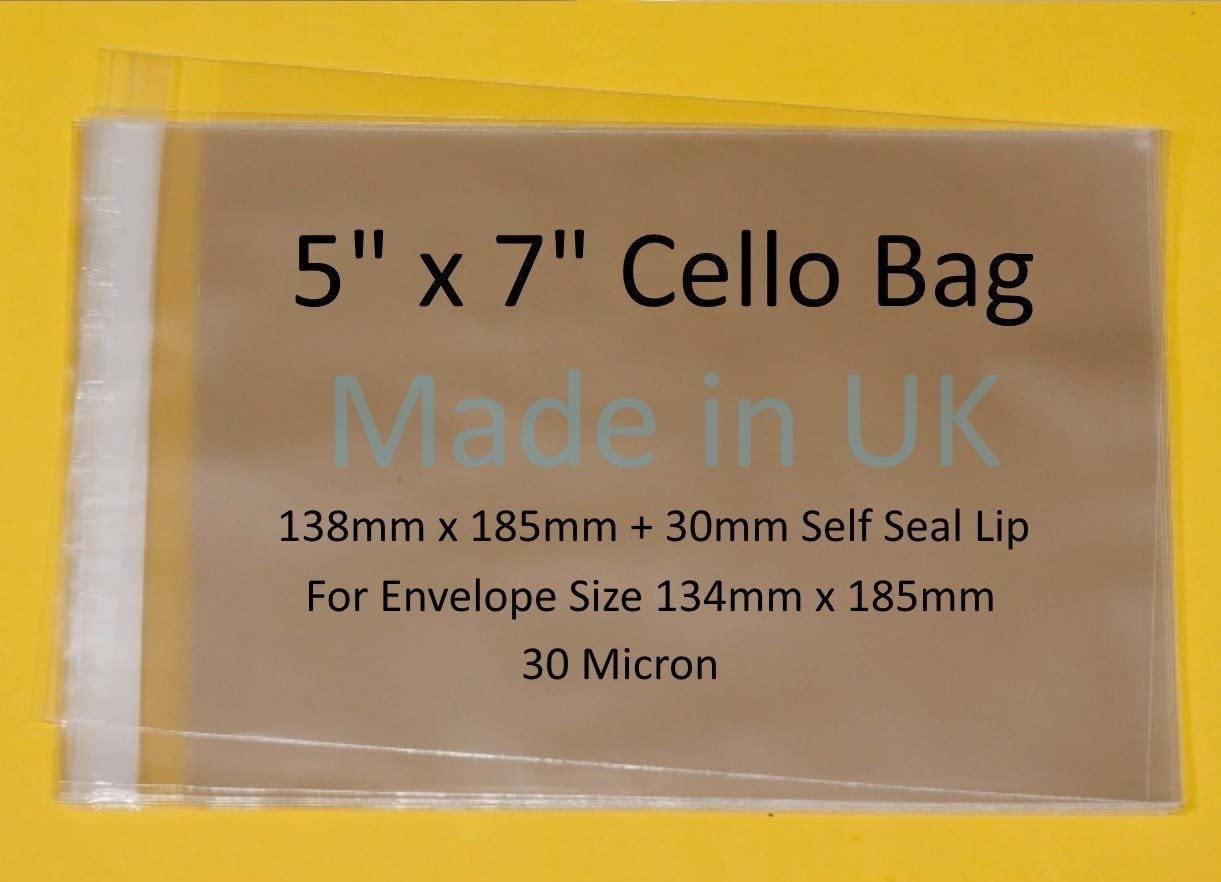 celloexpress 5 x 7 Cellophane Greeting Card Display Bags 30 Micron Self Seal - 138mm x 185mm + 30mm Flap - Pack of 250 - Image 2