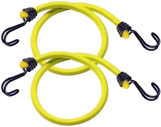 Master Lock 3022EURDAT Bungees with Reverse Hooks, Yellow, 100 cm Bungee, Pack of 2