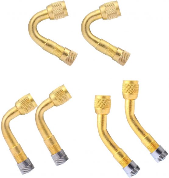 Yizhet 6 Pieces Valve Extenders, Tyre Valve Extension Adaptor, Schrader Valve Extensions 45/90/135 Degree Angled Pump Adapter Bike Tyre Inflator Adaptor for Car Motorcycle Bike Truck (Brass)