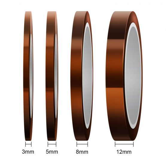 LUTER 4 Rolls Heat Resistant Tape High Temp Tape Sublimation Tape Thermal Tape for Sublimating Print, Heat Transfer and Insulation, Wave Soldering (3mm/5mm/8mm/12mm x 33m, Tawny) - Image 2