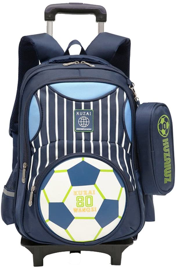 Adanina Cartoon Printed Football Trolley Backpack Elementary Book Bag