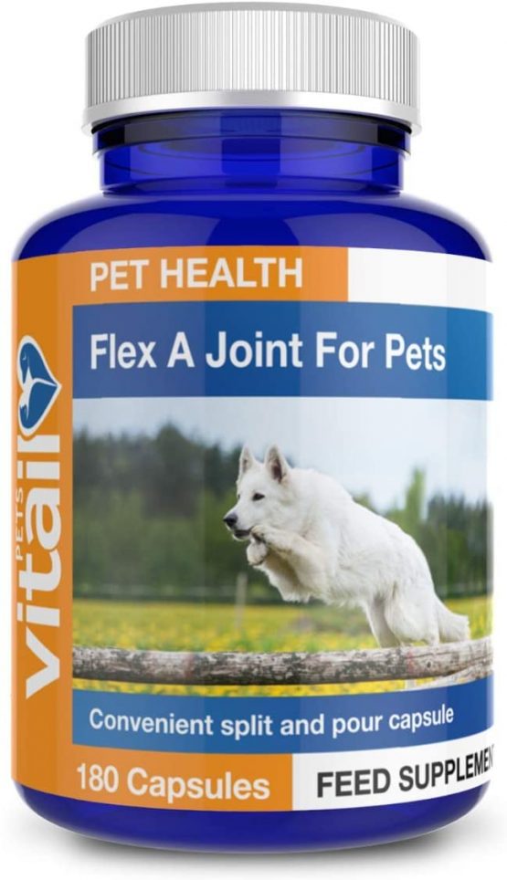Flex A Joint for Pets. Glucosamine for Dogs and Cats Plus Chondroitin and MSM. 180 'Split and Pour' Capsules.
