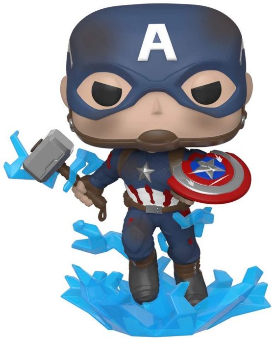 Funko 45137 POP Marvel: Endgame- Captain America w/BrokenShield & Mjolnir Avengers Capt A w/BrokenShield&Mjolnir Collectible Toy, Multicolour
