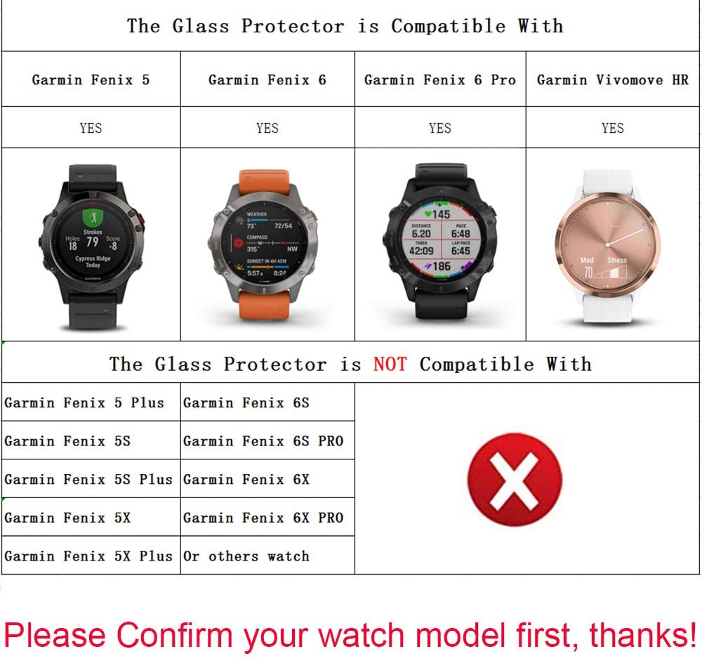 AKWOX Pack of 4 Screen Protector Glass Tempered Compatible with Garmin Fenix 6, Garmin Fenix 6 Pro and Garmin Vivomove HR - Image 2