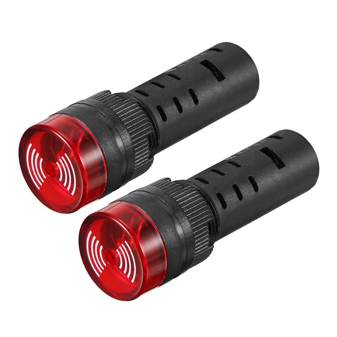 sourcing map 2Pcs Red Indicator Light with Buzzer AC/DC 12V, 16mm Panel Mount Flashing Alarm