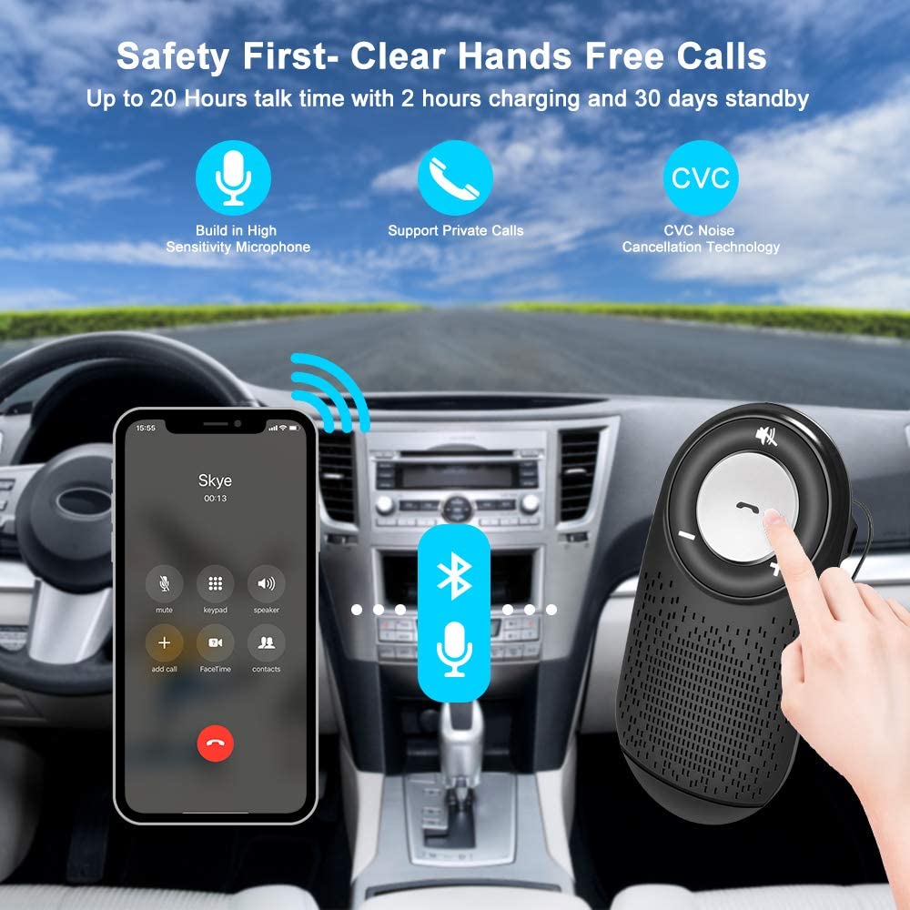 Handsfree Car Phone Kit Bluetooth Car Speaker Auto Power On Handsfree