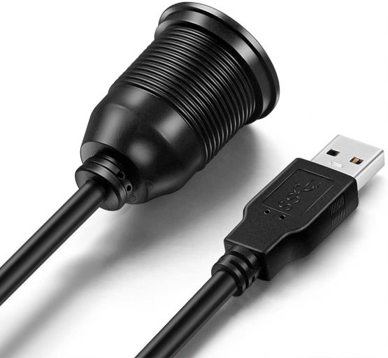 OBSTORM USB 3.0 Male to USB 3.0 Female AUX Flush Mount Car Mount Extension Cable for Car Truck Boat Motorcycle Dashboard Panel (1 meter) - Image 3