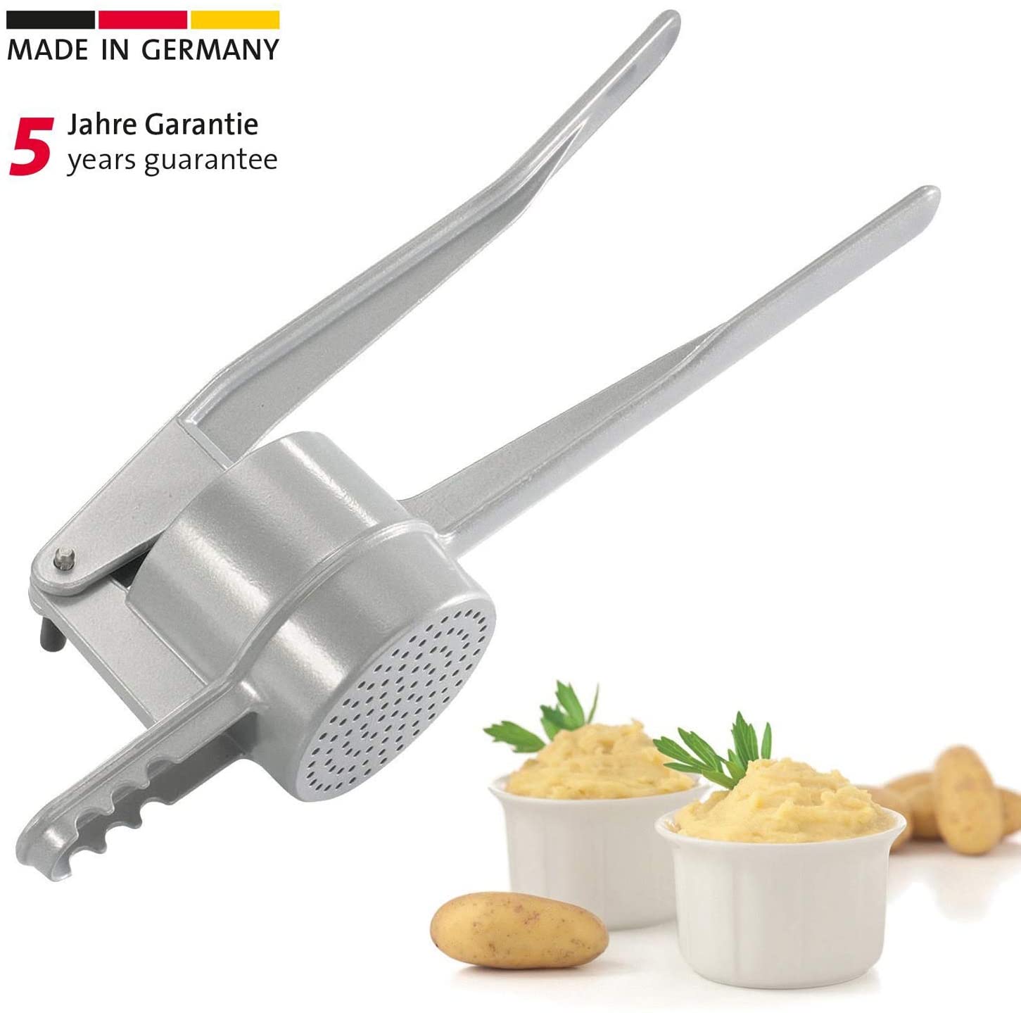 Westmark Spaetzle/Potato Press, With Round Holes, Die-Cast Aluminium, Length: 41 cm, Spätzlepress, Silver, 61102230