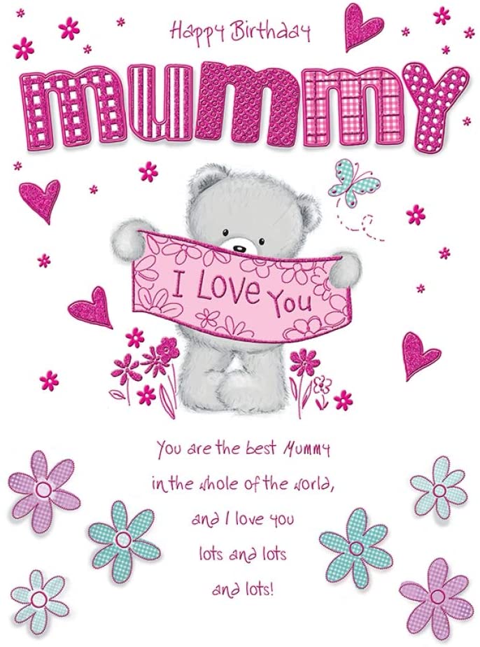 Piccadilly Greetings Group Ltd Happy Birthday Mummy Greeting Card - Large 9 x 6.25 Inches,Pink, 9 x 6 inches