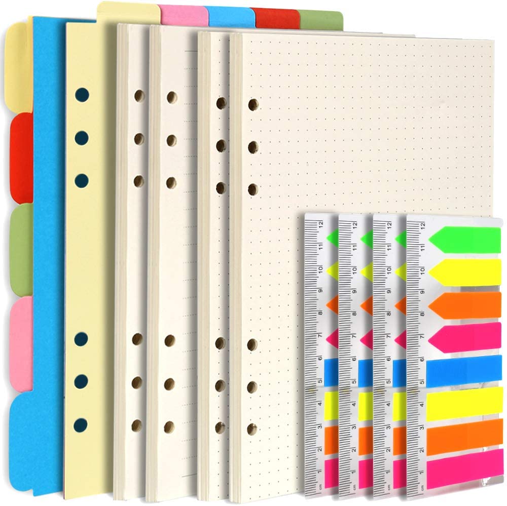 Teenitor A5 Notebook Refillable Accessories- 2 Packs Ruled Paper/Dotted ...