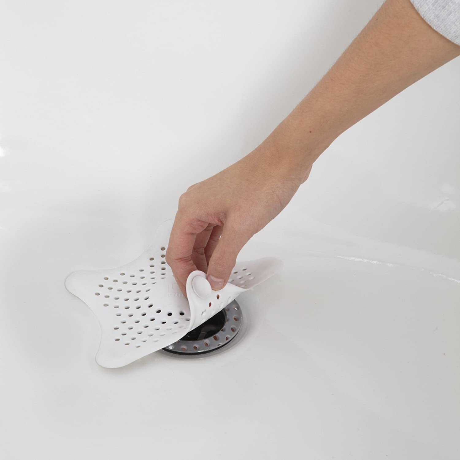 Umbra Starfish Hair Catcher, Fun Drain Cover Fits Most Standard Tub and Shower Drains, 6" Diameter, White - Image 2