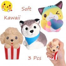 Anboor 3 Pcs Squishies Dog Cat Kawaii Scented Soft Slow Rising Animal Squishies Squeeze Stress Relief Kids Toy Prime Collection Gift