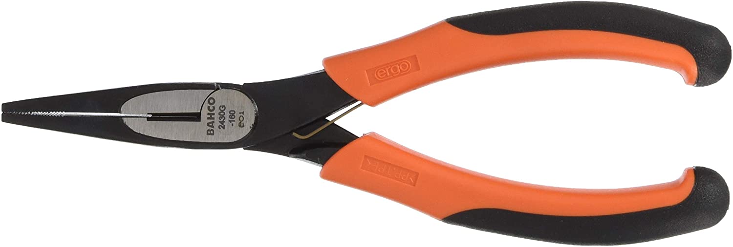 Bahco 2430G-160 Long Nose Plier 160MM, Silver/Chrome, 160 mm