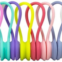 Magnetic Cable Clips Pack of 8 Reusable Fastening Cable Ties Adjustable Straps Wire Cord Management Rubber Twist Ties for Headphones USB Cables