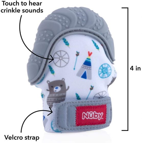 Nuby Teething Mitt, Grey - Image 3