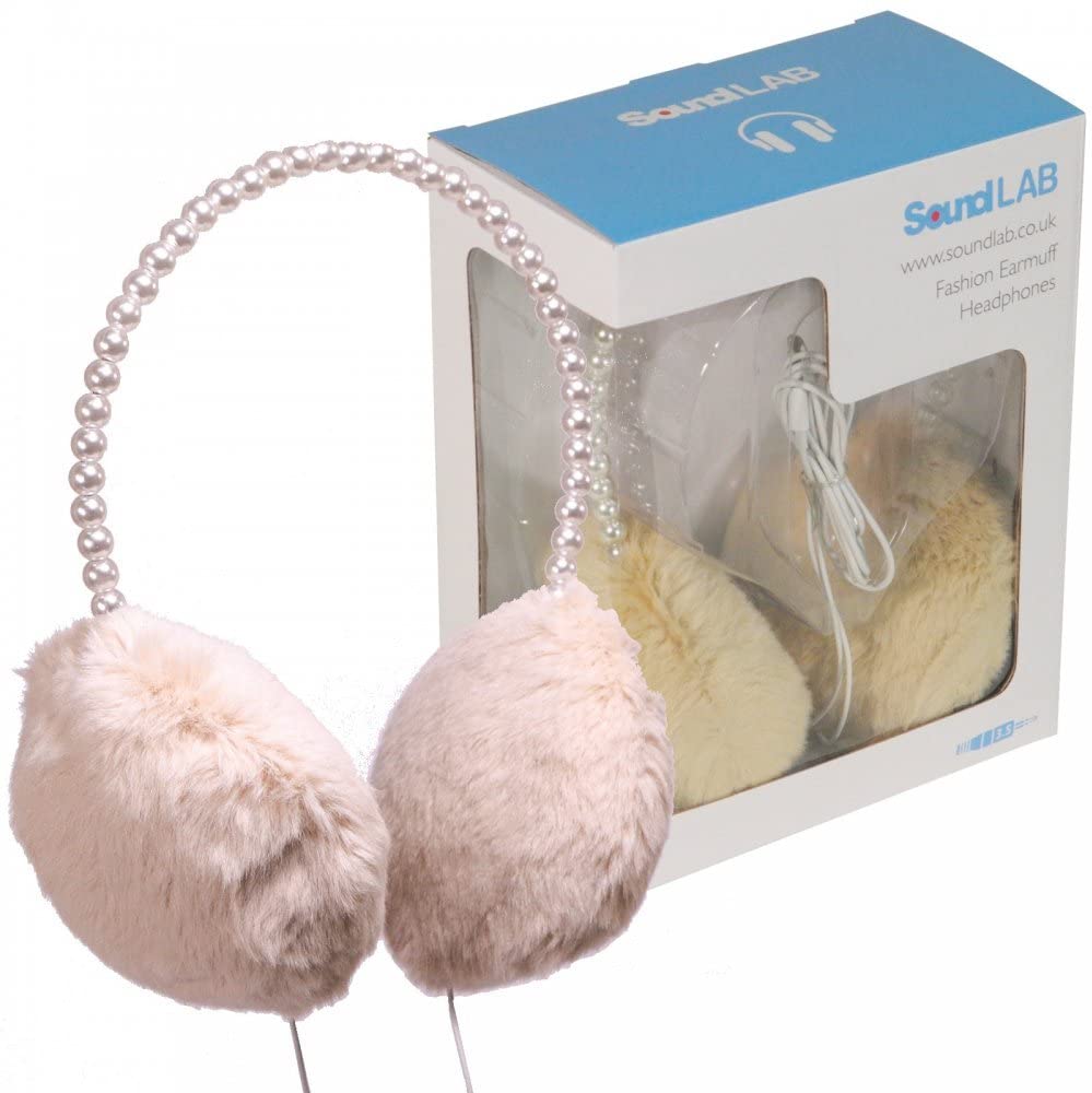 SoundLAB G143M Fashion Earmuff Headphones, Cream