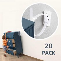 Furniture Straps (20packs), Baby Proofing Anti-Tip Furniture Anchor Straps kit, Falling Furniture Prevention Device, Safety Furniture Wall Anchors for Baby Proofing & Pet Protecting,White