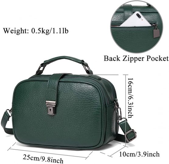 Crossbody Bag for Women, KASGO Vegan Handbag for Ladies Faux Leather Casual Crossbody Satchel Top Handle Bags Shoulder Bag with Detachable Adjustable Strap Green - Image 3