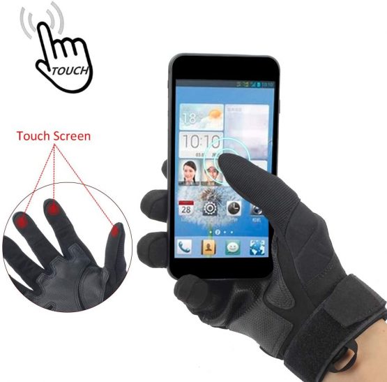 GES Motorbike Gloves, Men Full Finger Motorcycle Gloves Touch Screen ATV Riding Motocross Racing Gloves (Black, XL) - Image 2