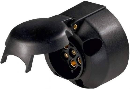 as - Schwabe 61473 Car Trailer 7-pin Heavy-Duty Round Socket for 12V towbar, Black
