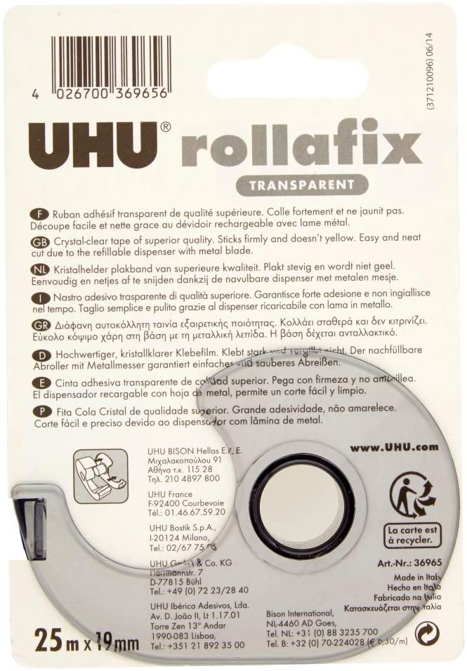 UHU Rollafix Transparent Dispenser Blister 25 m, 19mm x 25 m - Image 3
