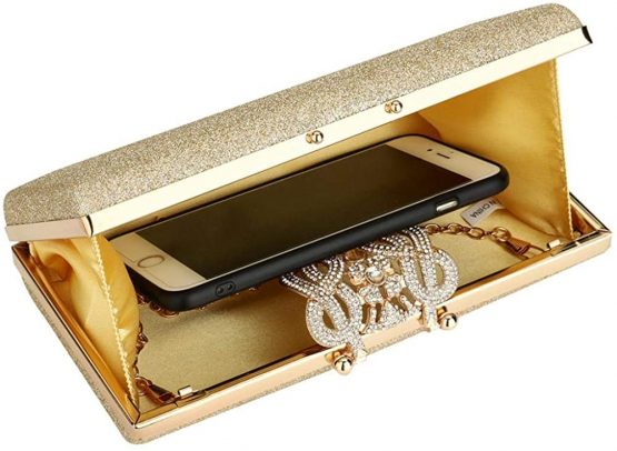 Womens Glitter Clutch Bag Evening Party Chain Shoulder Bag Shimmer Wedding Prom Handbag Purse - Image 3