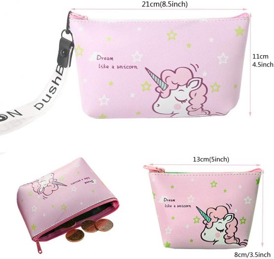 ZCOINS Unicorn Gifts for Girls, Pink Drawstring Bag Coin Purse Makeup Bag Necklace Bracelet Hair Accessories Bag Charms and Temporary Tattoos - Image 3