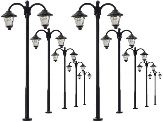 Evemodel LYM18 10pcs Model Railway Led Lamppost Lamps Street Lgihts HO Scale 6cm 12V New