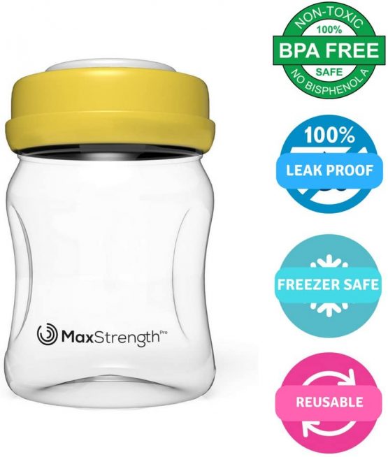 Breastmilk Bottles 6pc Set with Leak Proof Lids by Max Strength Pro, 6 180ml Reusable Wide Neck Bottles Best for Breast Milk Collection & Storage Solution, BPA Free, Freezer Safe & Dishwasher Safe - Image 4